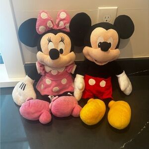 Disney Mickey and Minnie Mouse Plush Duo - Pink, Red, Yellow